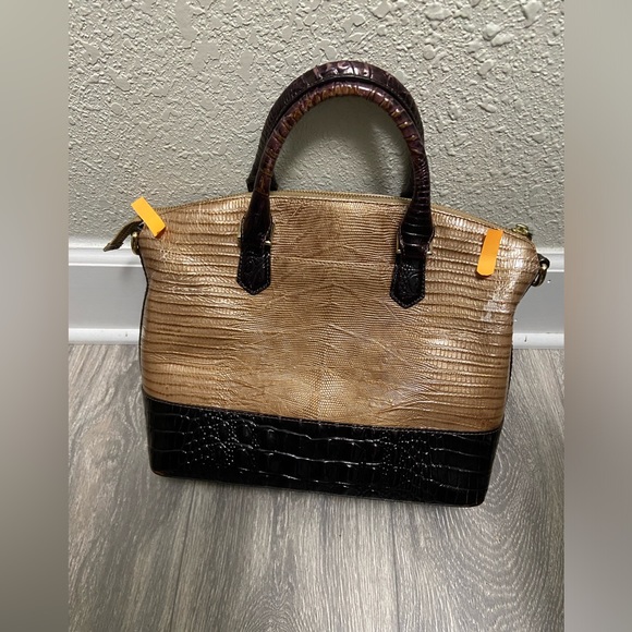 Brahmin Duxbury Satchel Medium Caramel Mocha & Brown Croc Embossed Leather - Picture 7 of 16